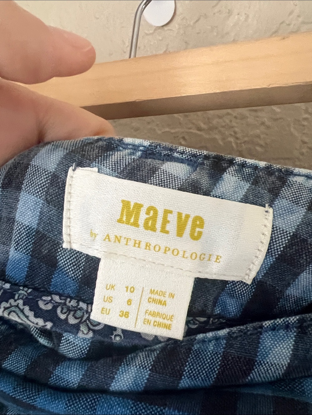 Anthropologie maeve washed blue gingham belted pants - Picture 5 of 8